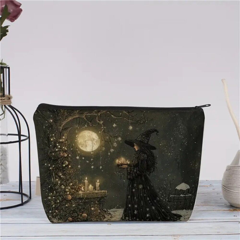 Halloween Gothic Witch and Moon Ceremony Makeup Bag - Double-Sided Printed